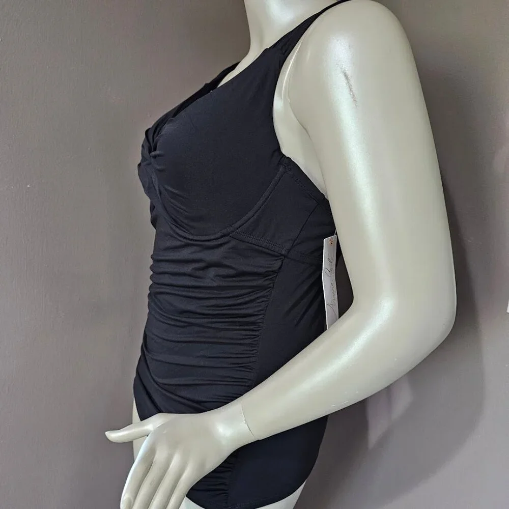 Anne Cole Plus Size Live in Color Twist Underwire Tankini Top 18W - Picture 3 of 11